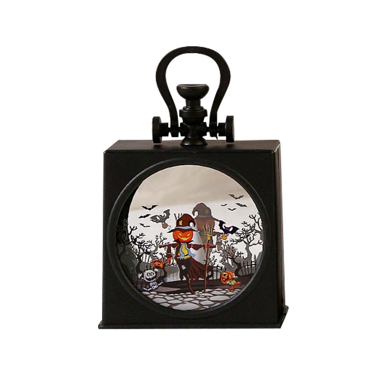 Engagement Party Decorations Scary LED Strawman Vintage Square Battery Powered Flameless Halloween Candle For Festivals Light Strip Battery Operated (Orange, 9.5x12.5x4.5cm)