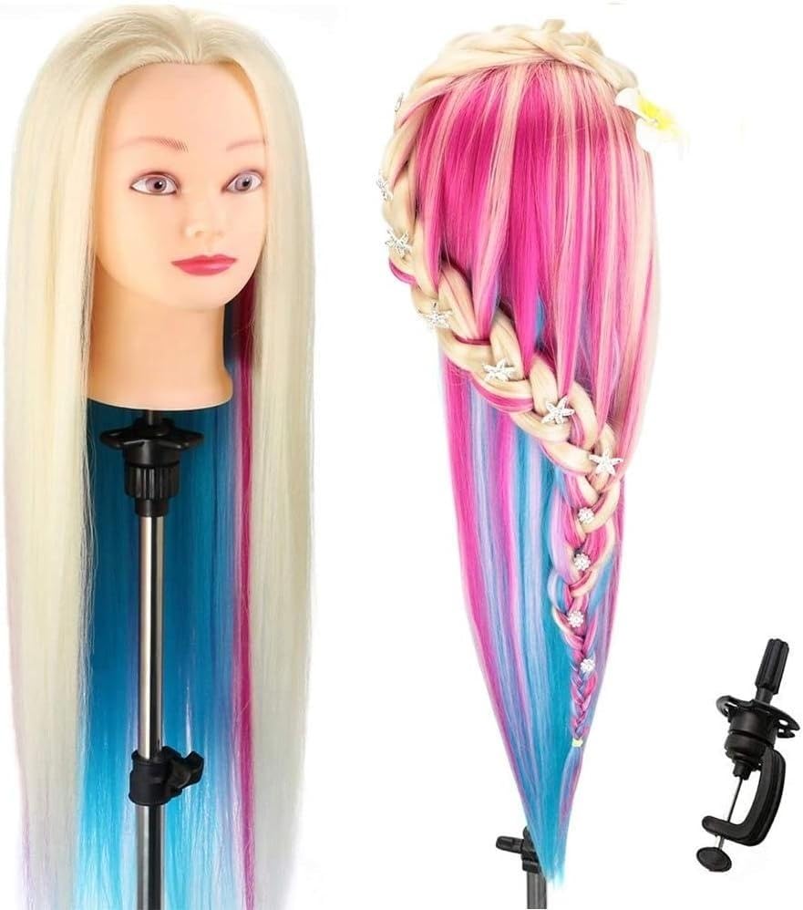 Neverland Beauty 66cm Têtes d'exercice Tête À Coiffer Coiffure Cosmétologie Pratique Mannequin Poupée 100% de Cheveux Synthétiques+ Titulaire & Hairdressing Outils Accessoires Set