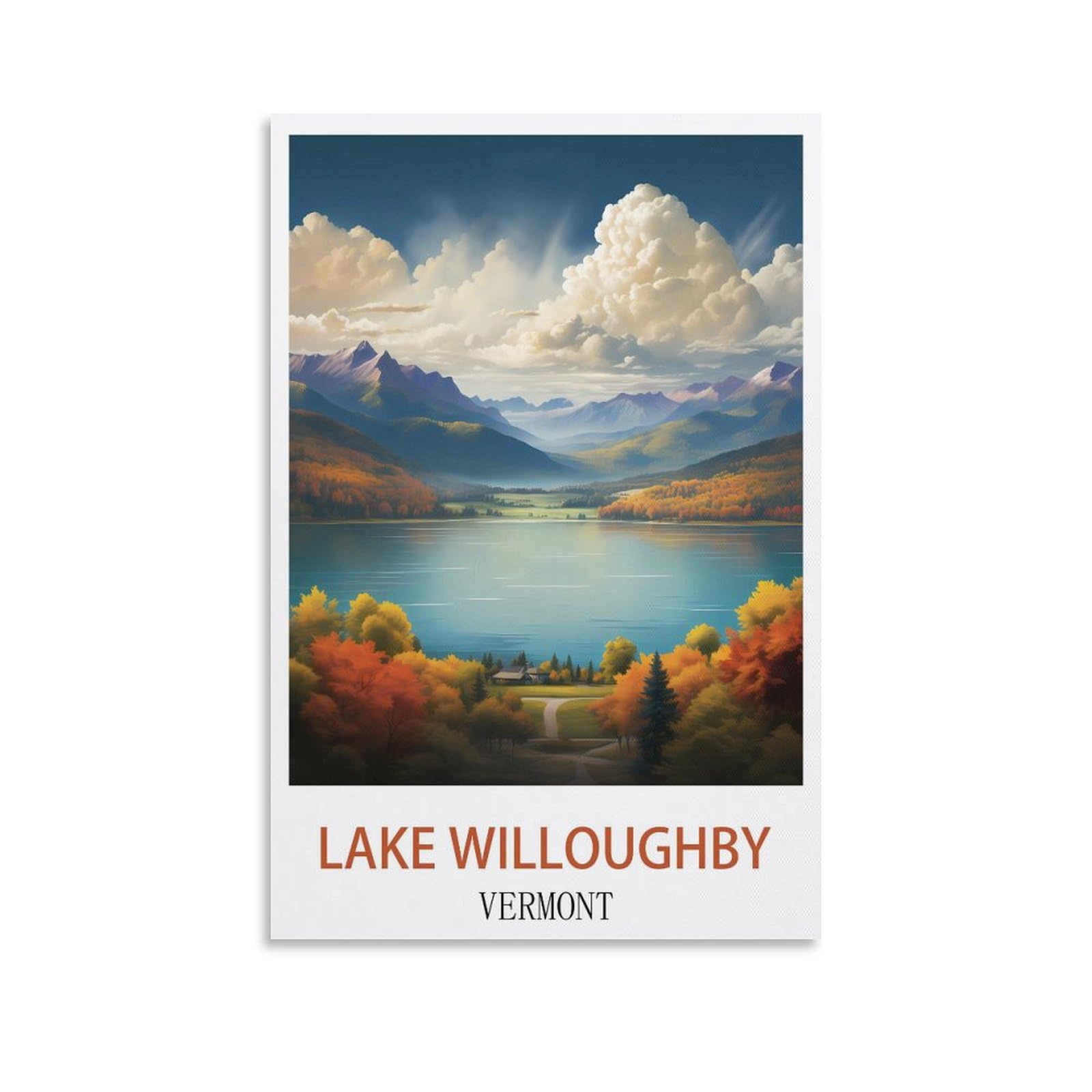 EZMLFA 5D Diamond Painting Kits,Lake Willoughby Vermont Diamond Art Kits Adults, Create Your Own Diamond Painting Full Drill Gifts for Home Decor 50x60cm