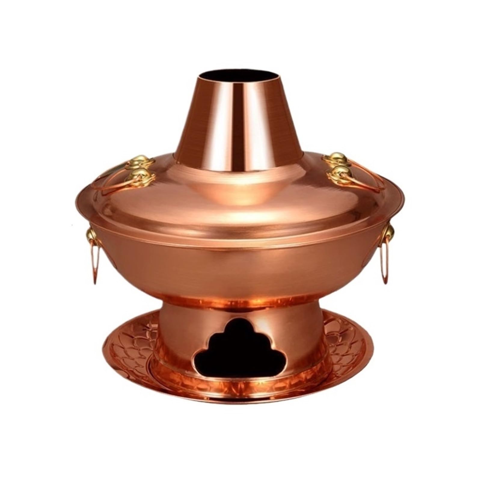 asdchZen Charcoal Copper Hot Pot For Shabu-Shabu,34Cm Traditional Camping & Home Cooking Cookware,Authentic Old-Fashioned Japanese Hotpot,Ideal For Family Gatherings,Copper,32cm