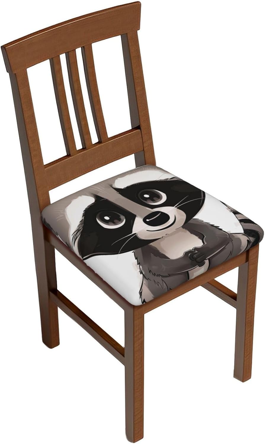 Cartoon Cute Raccoon Print Print Square Cushion Covers 6 Pcs Set Elastic Non-Slip Seat Cushion Slipcovers Pet Furniture Protectors for Chair, Sofa