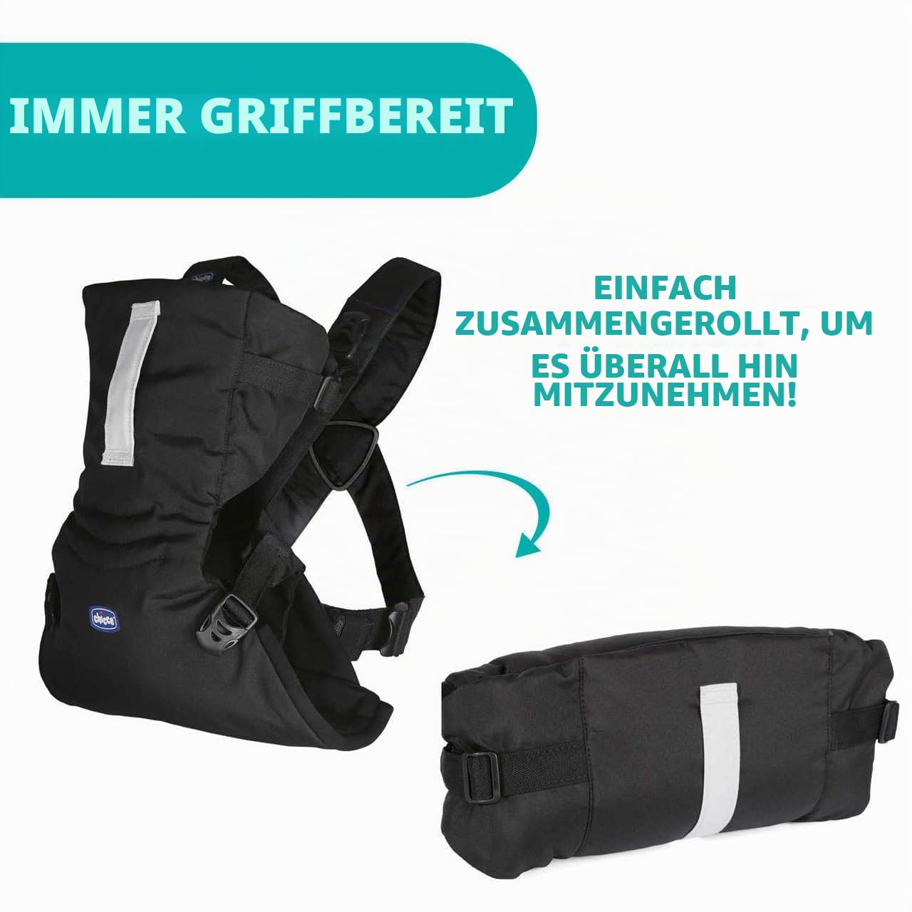 Chicco EasyFit Ergonomische Babytrage von 0 Monaten bis 9 kg, Baby-Rucksack, einfach zu bedienen, zum Tragen des Babys, mit Blick zu den Eltern, Babytrage mit Kopf- und Nackenstütze, Grau (Moon Grey)