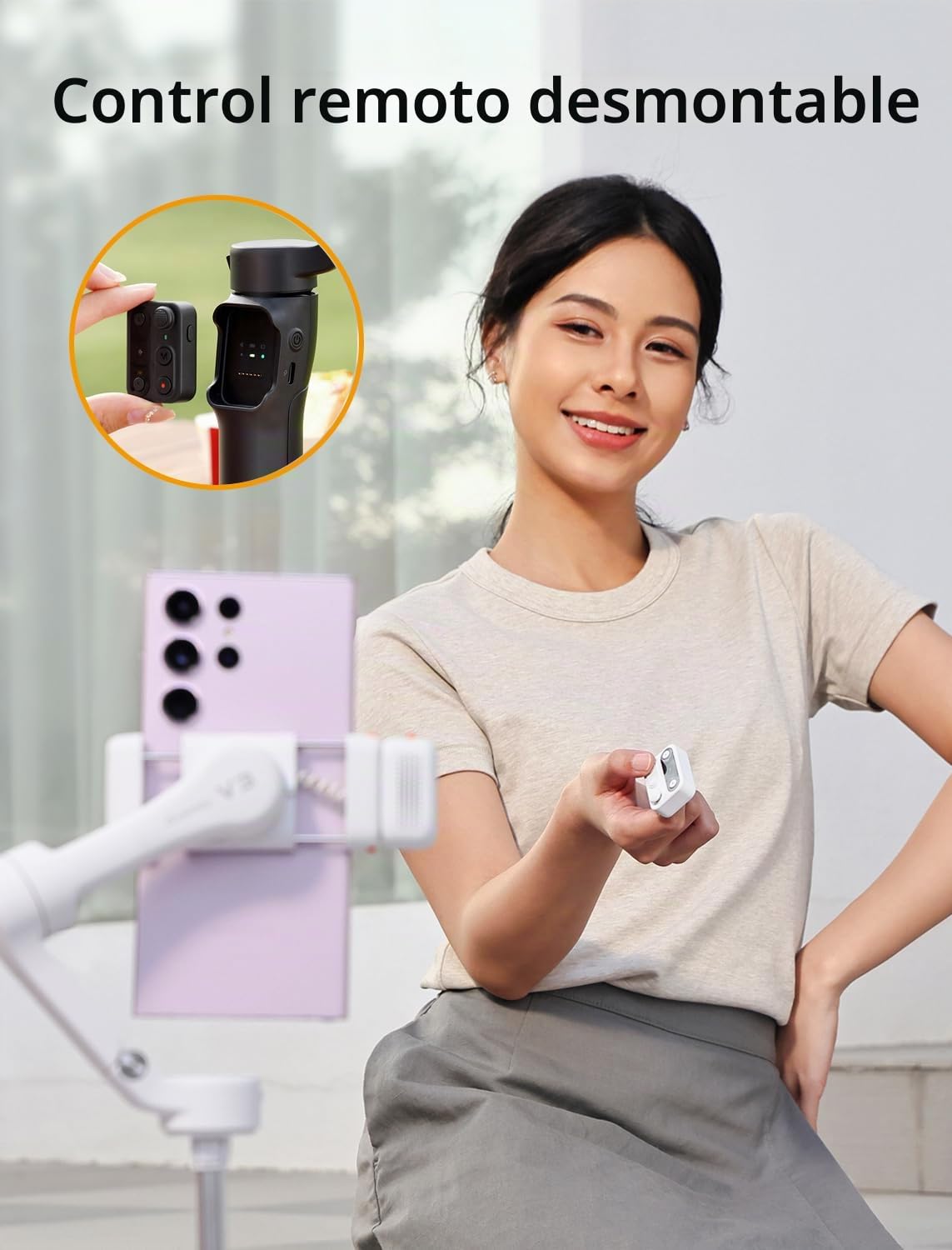 Hohem iSteady V3 Gimbal estabilizador para Smartphone, AI Tracker, luz de Relleno magnética, Control Remoto Desmontable, trípode Integrado con Barra de expansión, Mejorado