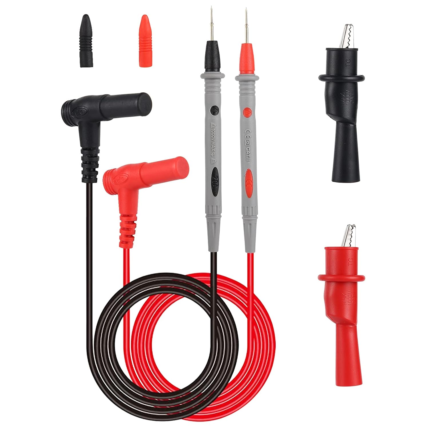 HAPYGI Silicone Multimeter Test Wire Leads, Precision Sharp Probe Test Lead 1000V 20A Probe Leads with Alligator Clips Hook, Banana Test Lead Probe Clip Suitable for Most of Digital Multimeter…: Industrial & Scientific
