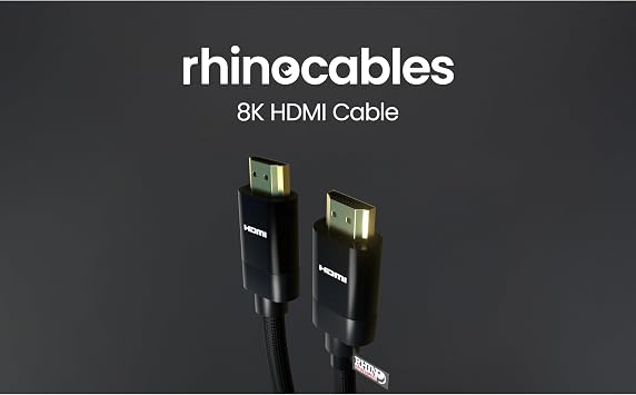 rhinocables 8K Ultra HDMI Kablosu Yüksek Hızlı UHD Premium HDTV Örgülü Kurşun 3D, ARC, HDR 8K@60HZ, 4K@120HZ Ethernet, Smart TV, Fire TV, X Box, Oyun, Video Ekranı (2m, 8K Mavi)