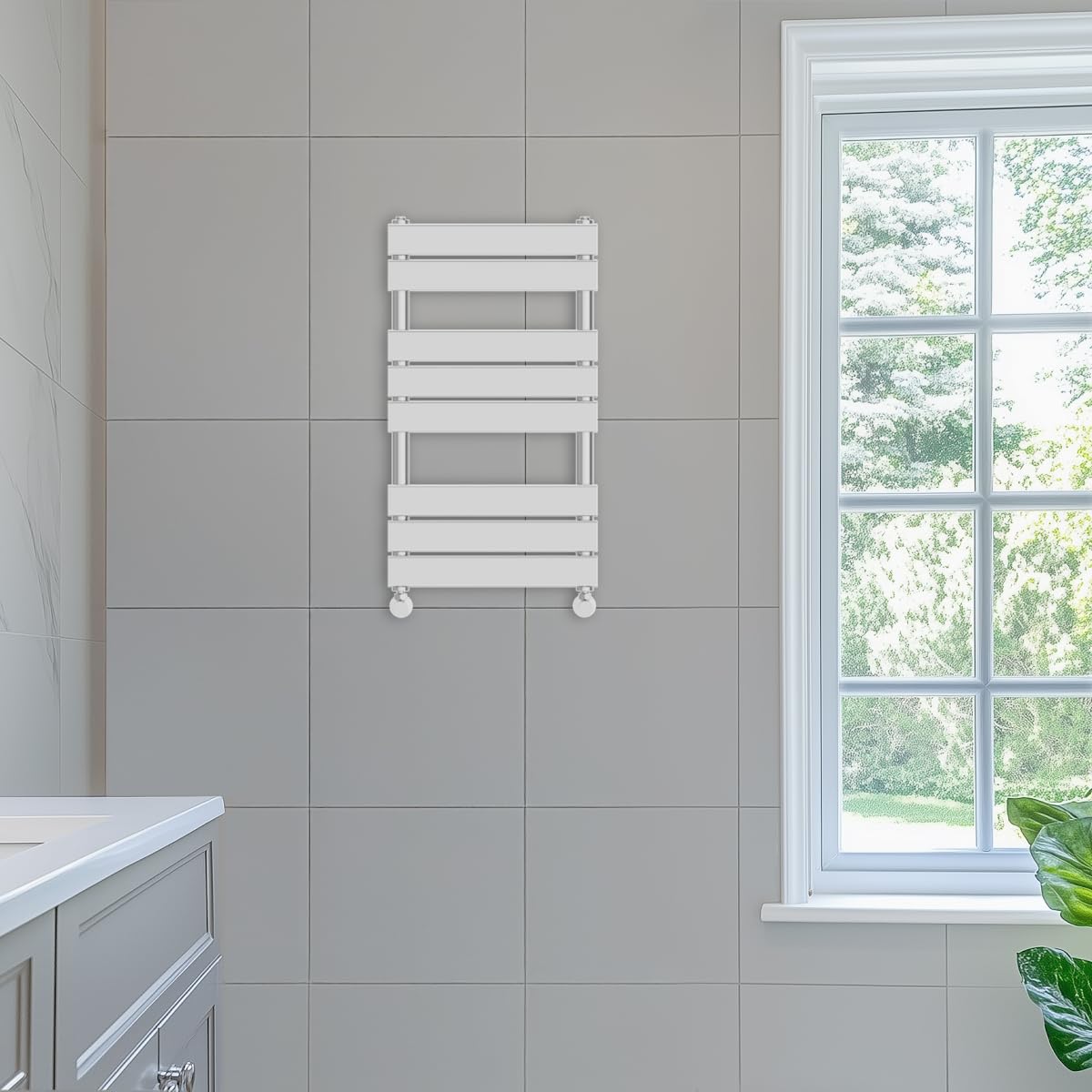 NRG 800x450 Flat Panel Heated Towel Rail Bathroom Rad Radiator Chrome