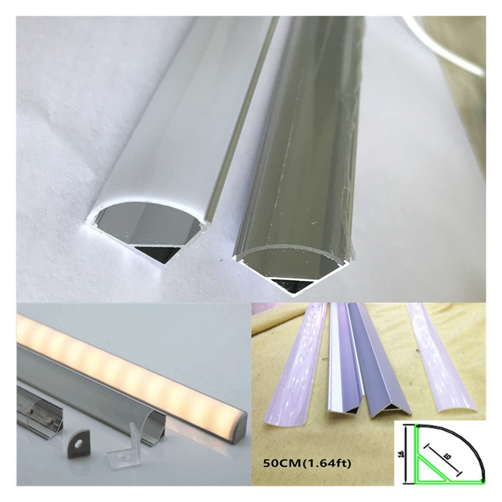 LED-Aluminium-Profilabdeckung, 10 mm, Leiterplatte, LED-Eckk, 5050 Streifen, LED-Lichtleiste, 5–30 Stück/Los, 1 m (transparente Abdeckung, 25 Stück)