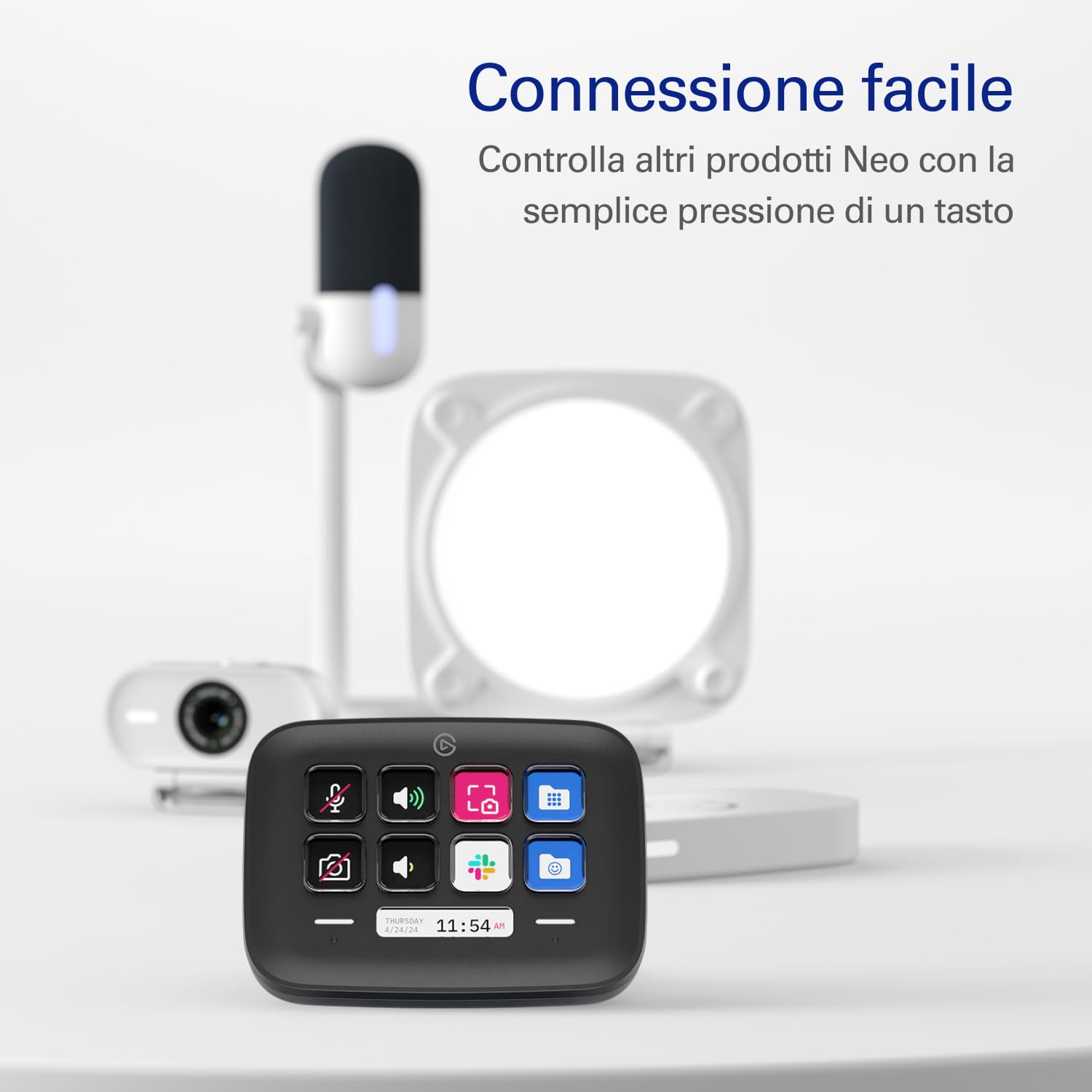 Elgato Stream Deck Neo (Nero) – 8 tasti personalizzabili, 2 Touch Point, velocizza attività e flussi di lavoro - controlla Word, Excel, PowerPoint, Teams, Zoom, Spotify e altro - per Mac e PC