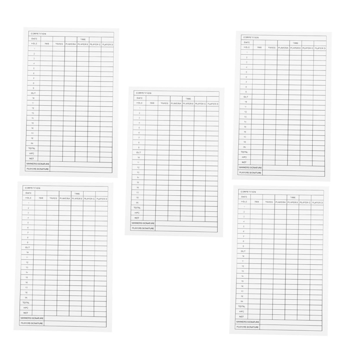 GOOHOCHY 5pcs Golf Scorecards Coated Paper Score Cards Portable Golf Supplies Long-Term Use