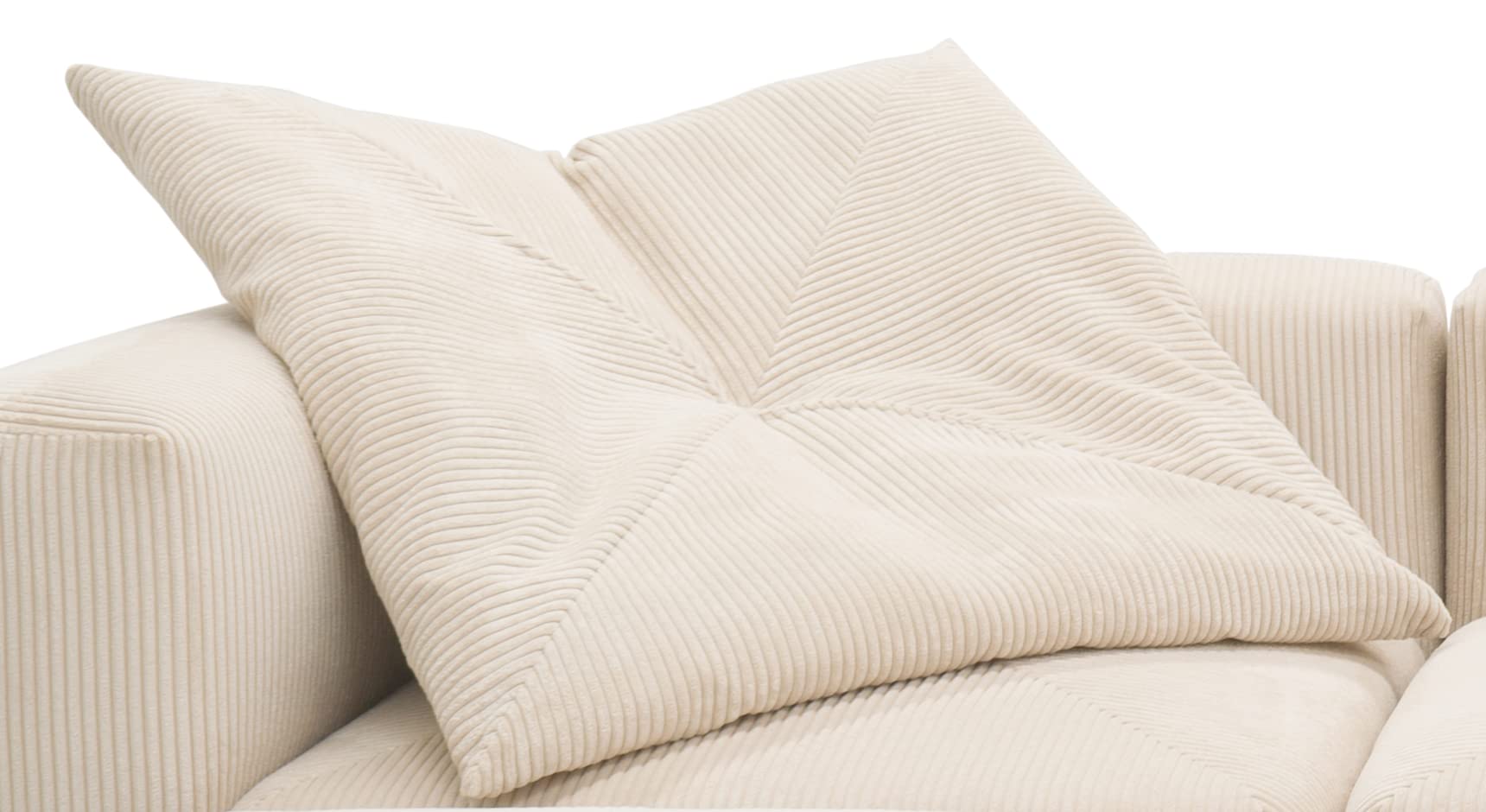 DOMO. collection Ecksofa Malia, L-Form, 4 Module, Beige | Modulares Cordsofa in L-Form, 4 Module mit 2 Ecksesseln, Sessel und Hocker für flexible Wohnlösungen, 301 x 193 cm