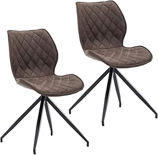 Duhome 2X Sedia da Sala da Pranzo in Tessuto Velluto Sedia Imbottita Design Retro con Piedini in Metallo Vintage Selezione Colore 5180D, Colore:Marrone, Materiale:Tessuto Effetto Cuoio