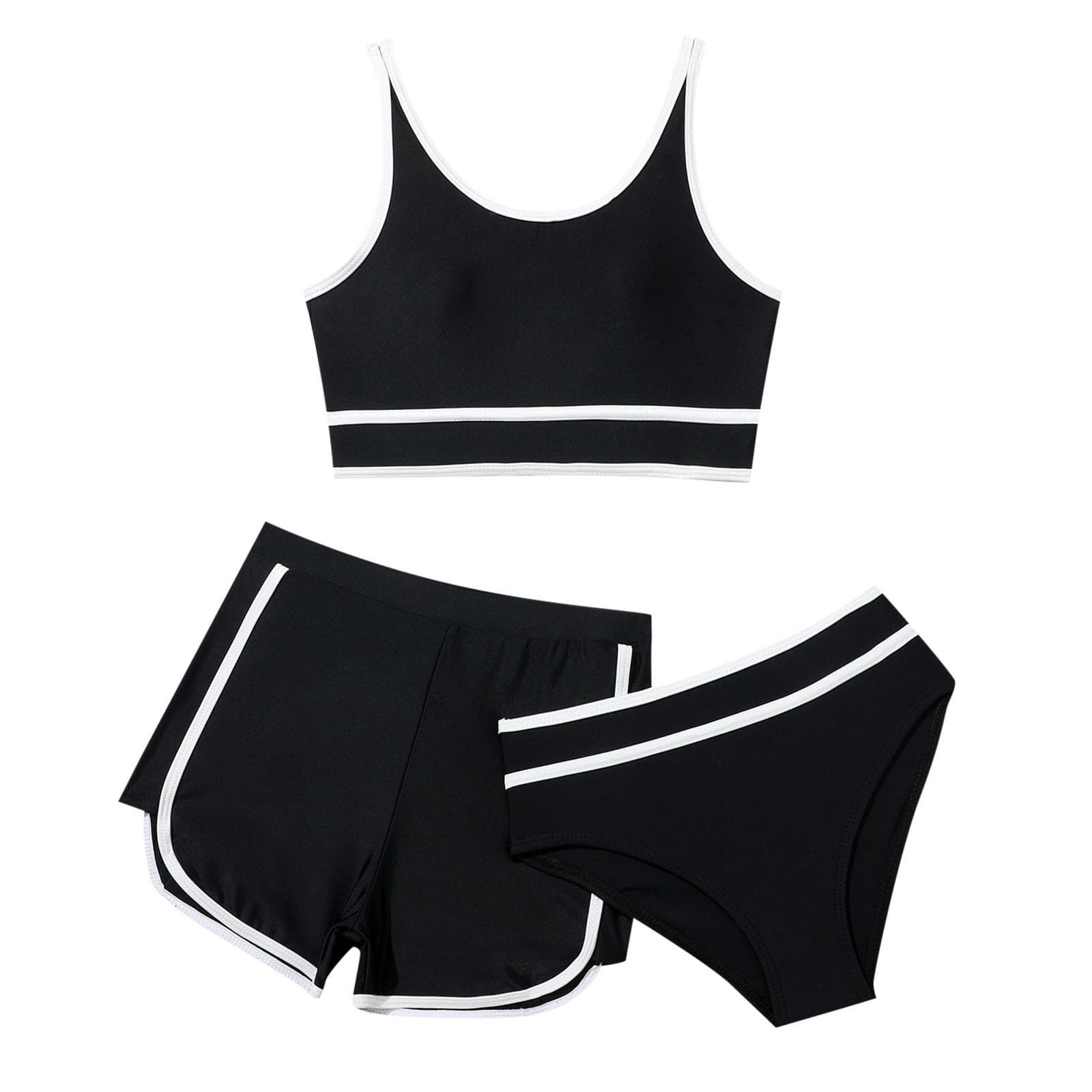 Wesaloes Top Niña Bañadores Menstruales Niña Conjunto Niña Verano Bañadores Bebe Niña Ropa para Niña Trajes De Baño De Bikini para Niñas con Pantalones Cortos para Niños Conjuntos De Bikini De 3 Piezas