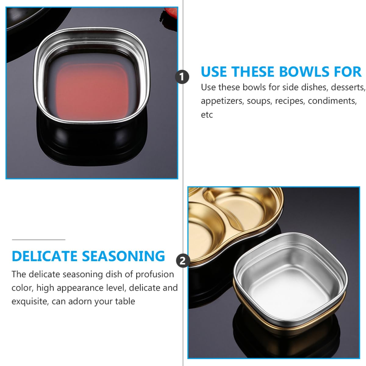 OFFSCH 304 Stainless Steel Korean Dipping Dish Elegant Seasoning Plate Small Sauce Bowl for Home Kitchen