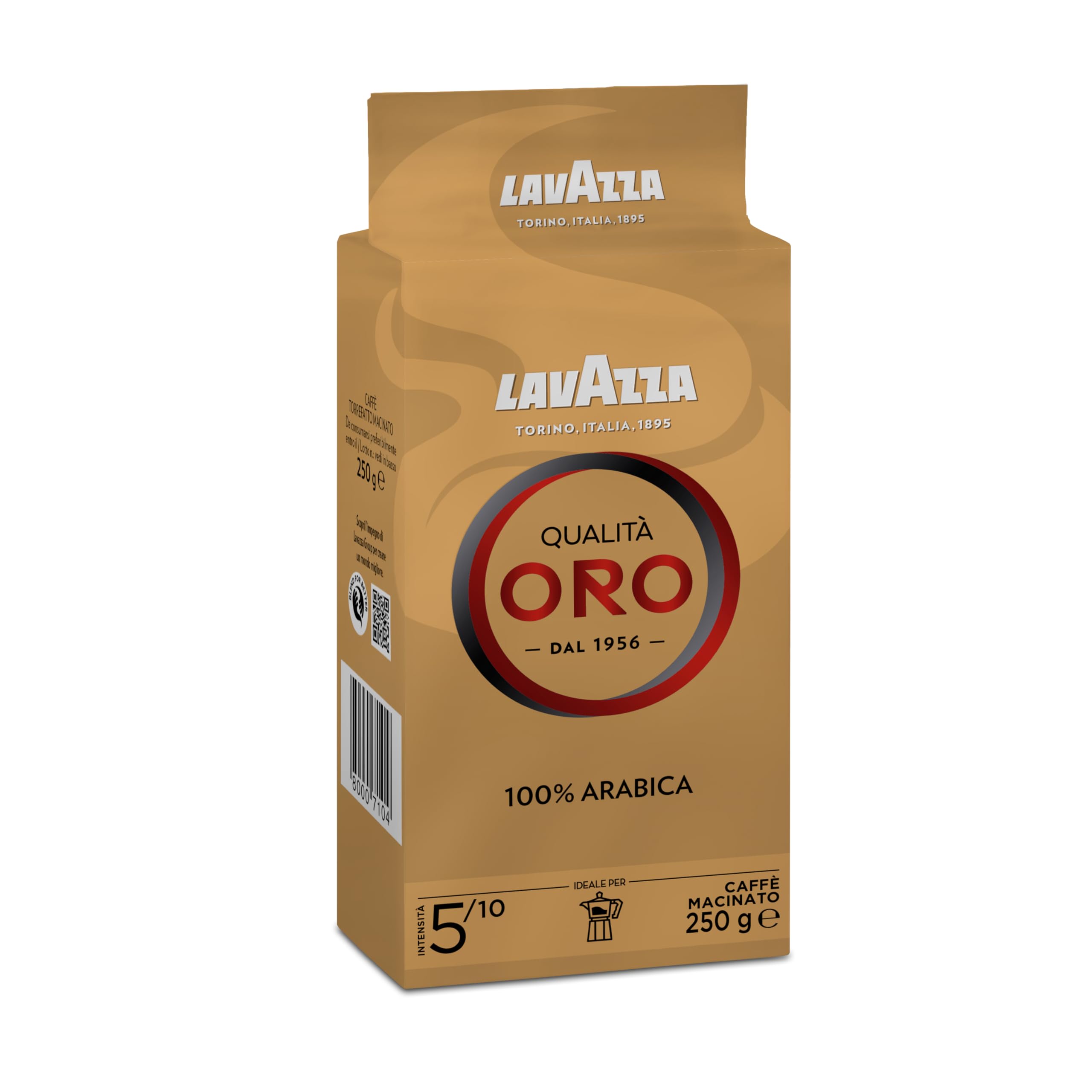 Lavazza Qualità Oro Café Molido Natural 100% Arábica Intensidad 5 Tueste Medio 250 g