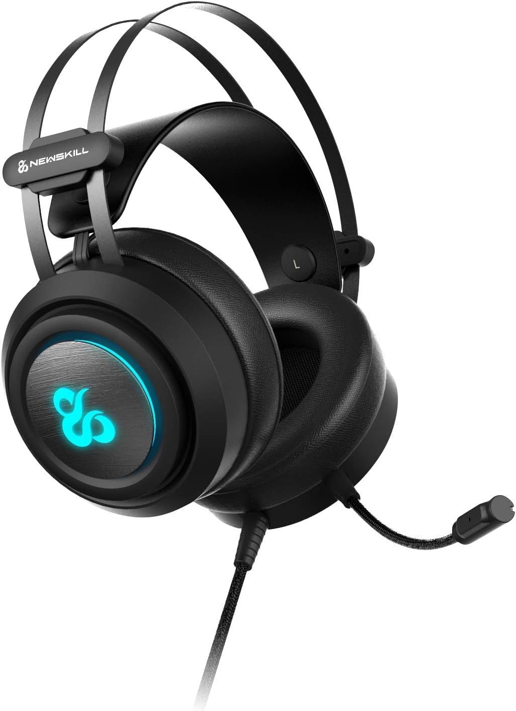 Newskill Drakain Écouteurs de gaming stéréo avec éclairage RGB compatibles avec PC, Playstation 4, Xbox One et Nintendo Switch Noir