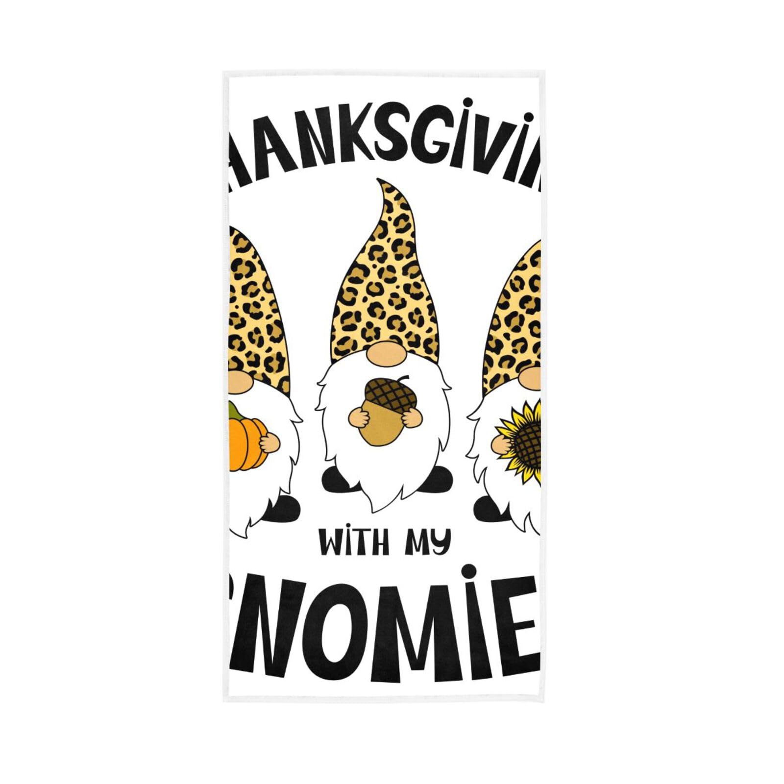 LSRCPD Thanksgiving Gnomes Bathroom Hand Towels, 15 x 30 Inches Spa Towels for Body, Decorative Bath Towels Facial Towels for Estheticians