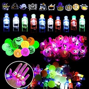 Hotsan Halloween Party Favors voor kinderen, 52 stuks LED Halloween Flash-ringen voor kinderen, 3 soorten LED Halloween…