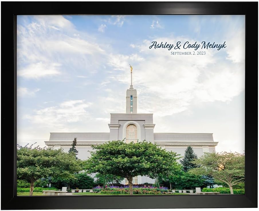 Mount Timpanogos Clear Day Photograph LDS Temple Art And Decor For Home And Family (Light Brown Frame, 8x10)