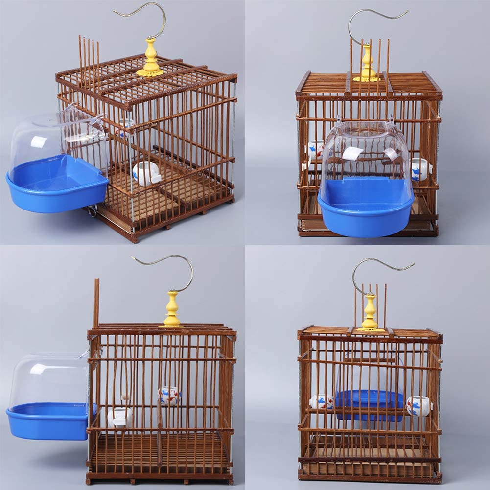 Western Era Bird Bath Tub Hanging Covered Durable & Non-Toxic - Birdcage Outside Bathing Tub for Small Brids Budgerigar Canary Parrots - Bird Cage Accessories (Blue) 4
