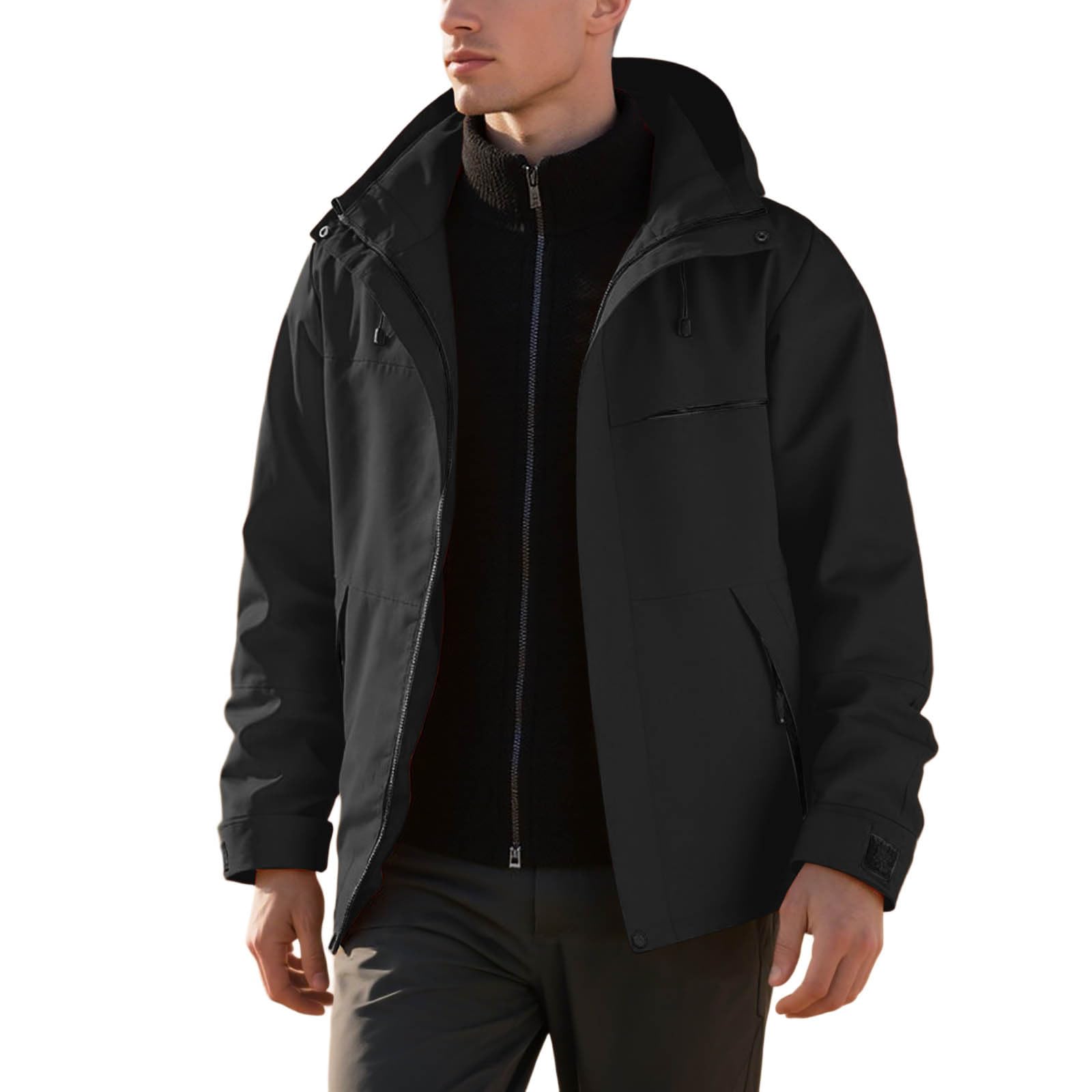 Genérico Chaqueta Running Hombre - Chaqueta ligera para hombre resistente al con capucha desmontable impermeable informal ideal senderismo trekking todas estaciones