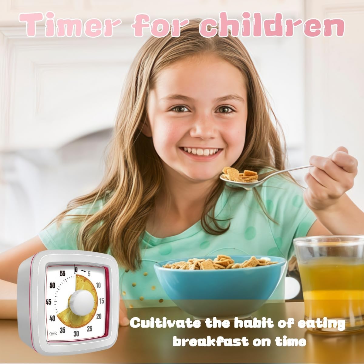 Kids Visual Timer for Kitchen,Classroom,Cooking,Learning,Bedroom,Office, 60-Minute Countdown Pomodoro Timer for Kids with Autism ADHD (Orange Style)