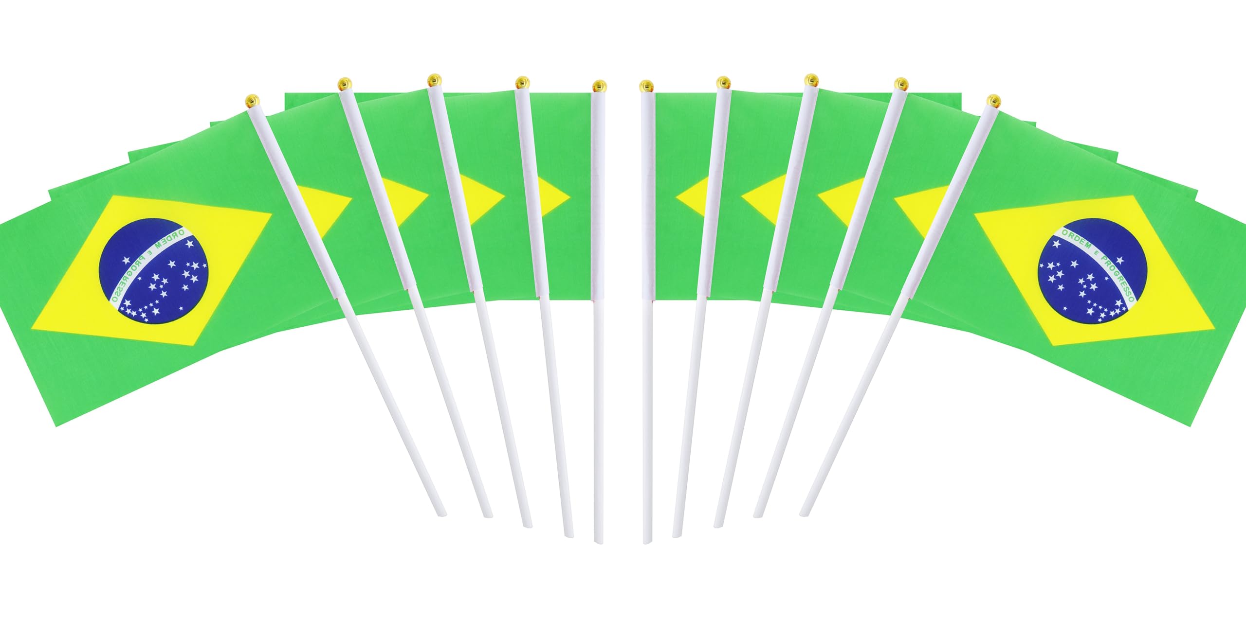 10 packs, 34 North and South American plastic poles, hand waving flags (Brazil)