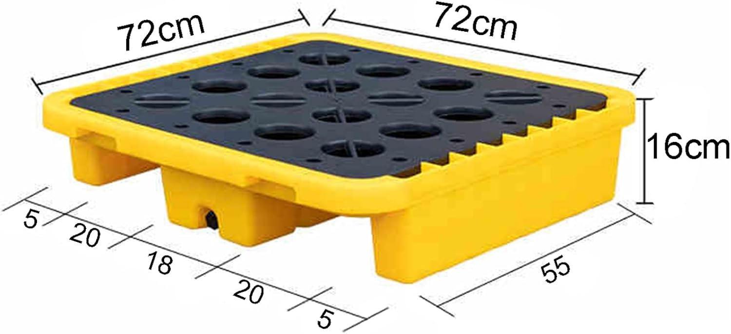 Spill Containment Platform, Drum Spill Platform, Lightweight Floor Pallet with Breathable Grid, Spill Containment Platform for Restaurant Shop(Yellow-1pack,72x72x16cm)