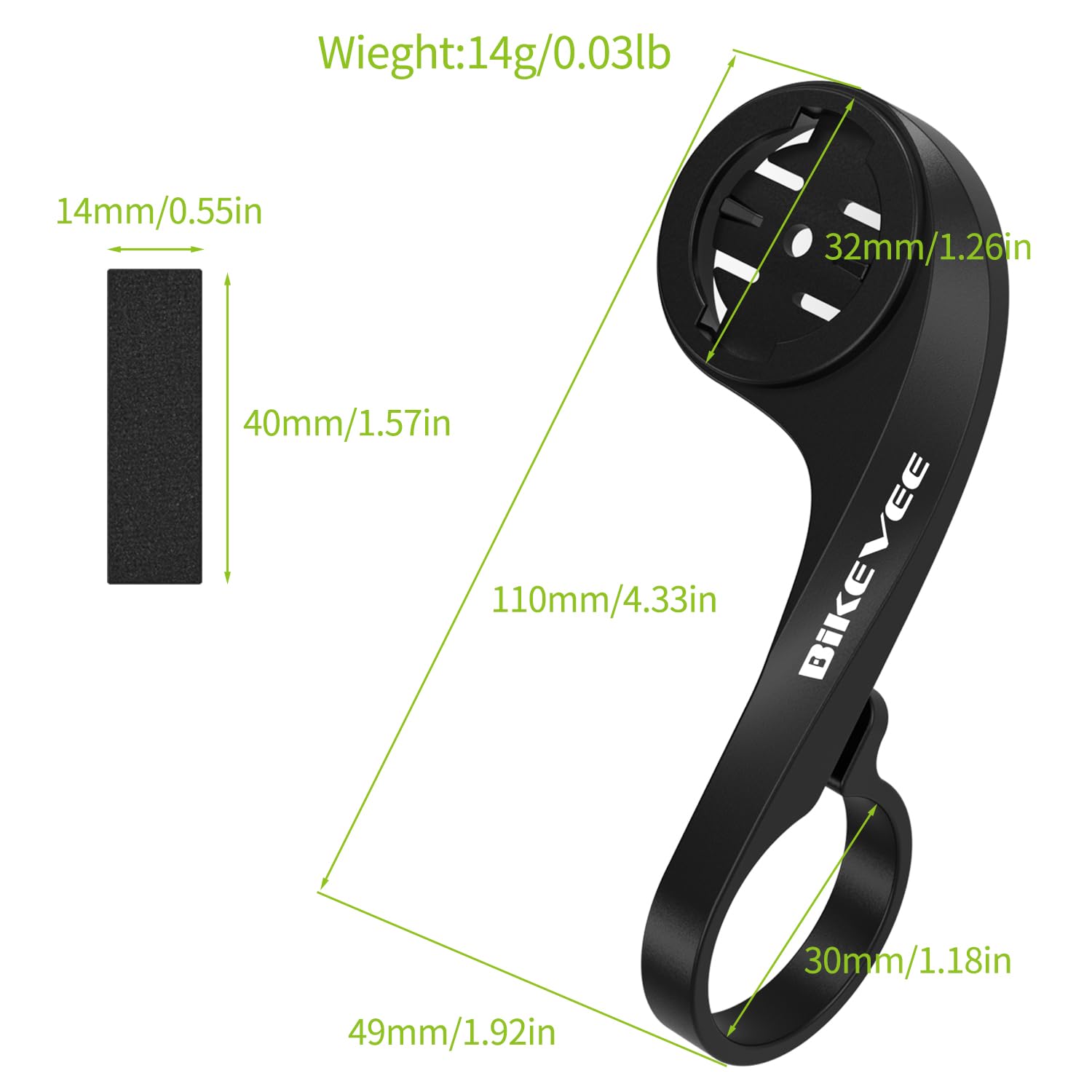 Supporto anteriore compatibile con Garmin Edge GPS Bike Computer Adapter per manubrio da 25,4 mm/31,8 mm, sicuro e universale