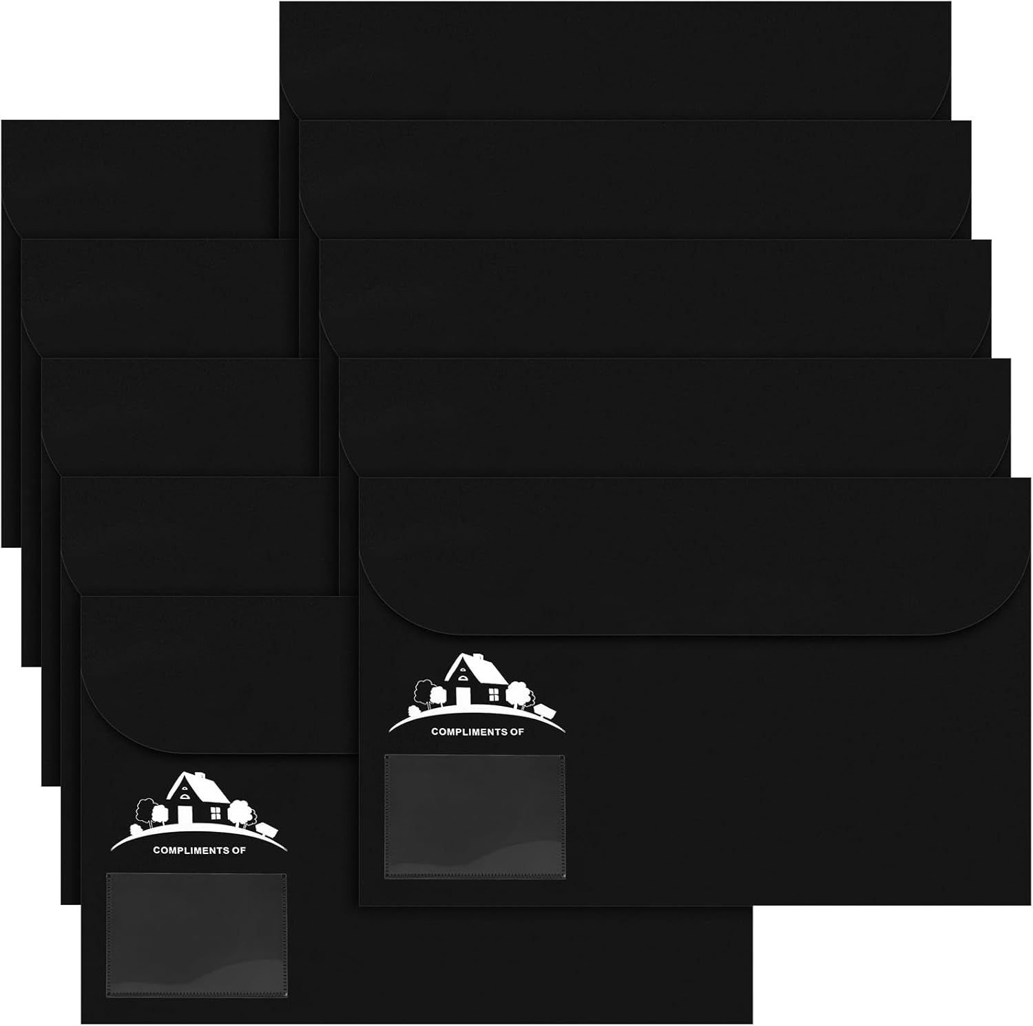 Kisston 20 Pack Legal Size Black Real Estate Folders Vinyl Document Real Estate Agent Supplies with Clear Business Card Pocket House Closing Paperwork Envelopes for Documents Organizing