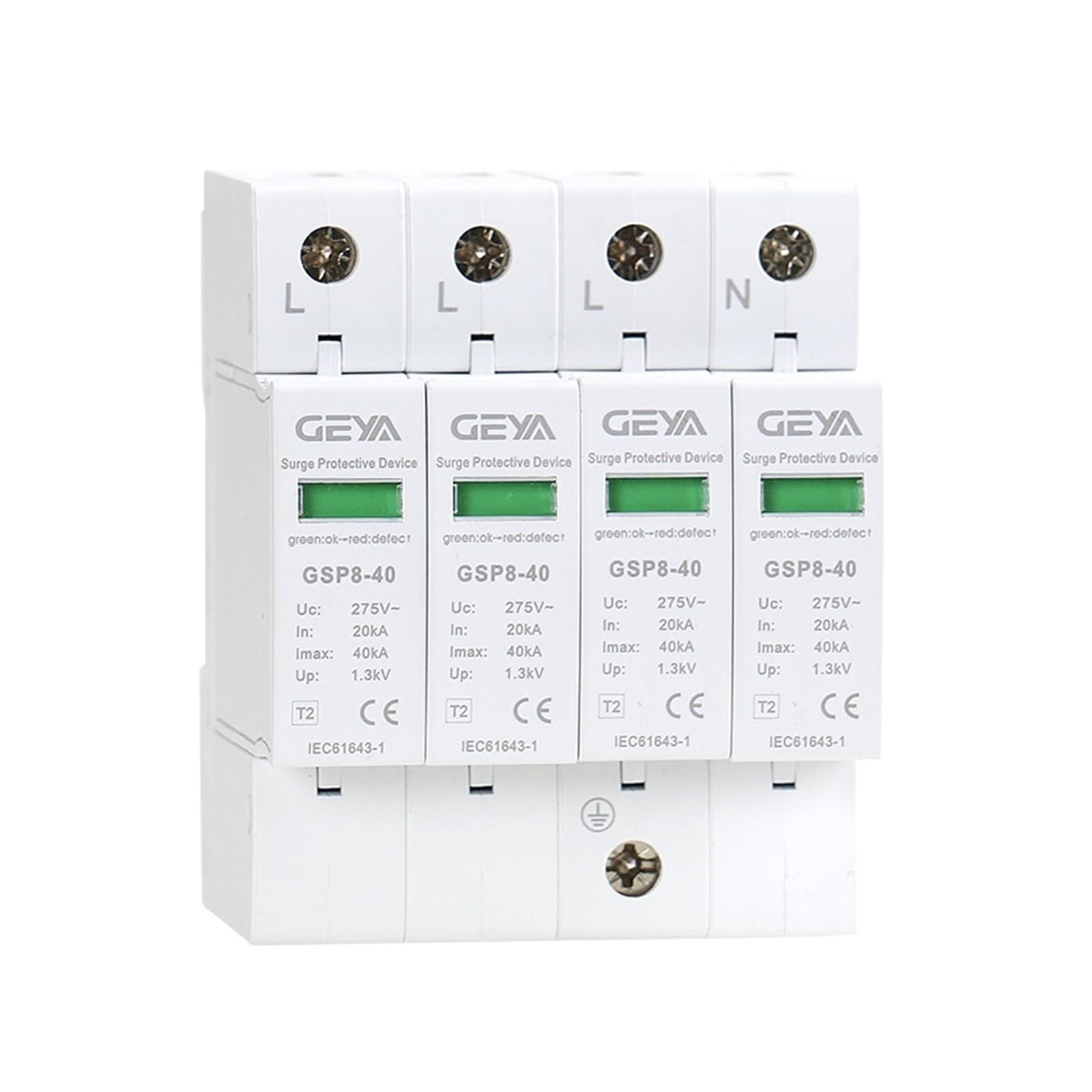 GSP8 SPD 1P 2P 3P 4P Überspannungsschutz 220V Schiene AC275V AC385V 400V 440V 40KA SPD Haushalt Überspannungsschutz Sonderangebot (Color : 400V 40KA, Size : 2P)