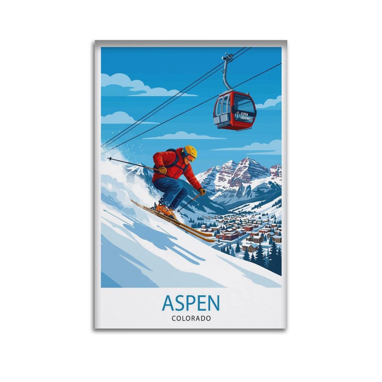 xiaoxiaoshen Aspen Colorado Ski USA Mountain Resort Travel Canvas Poster Wall Art Prints Room Aesthetic Murals Bedroom And Living Decorations 20x30inch(50x75cm)