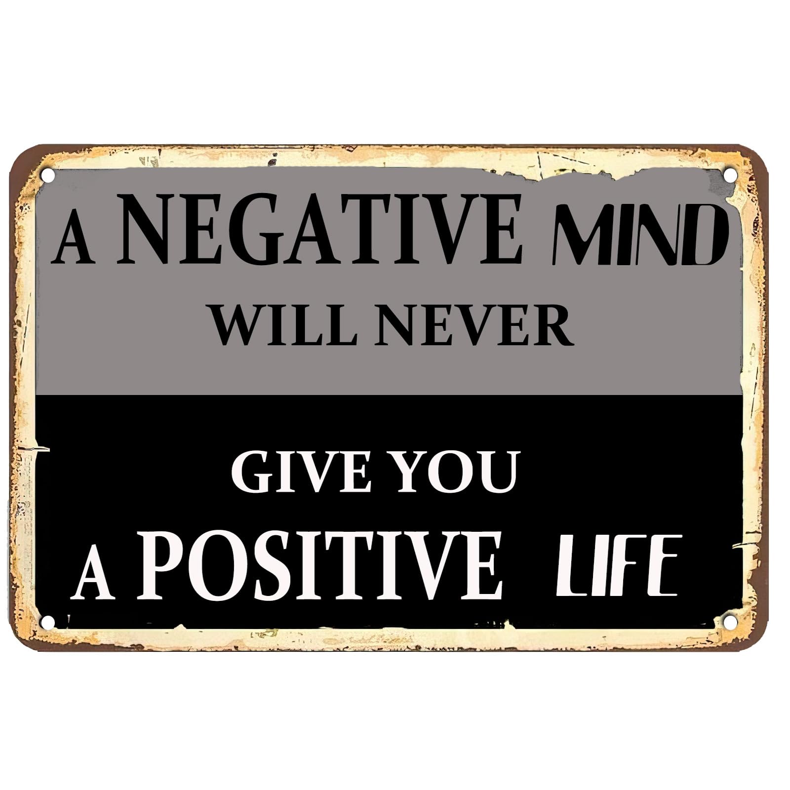 Vintage Motivational Metal Sign, Positive Life Attitude Quote Wall Plaque, Home Man Cave Decor, 8x12 Inch