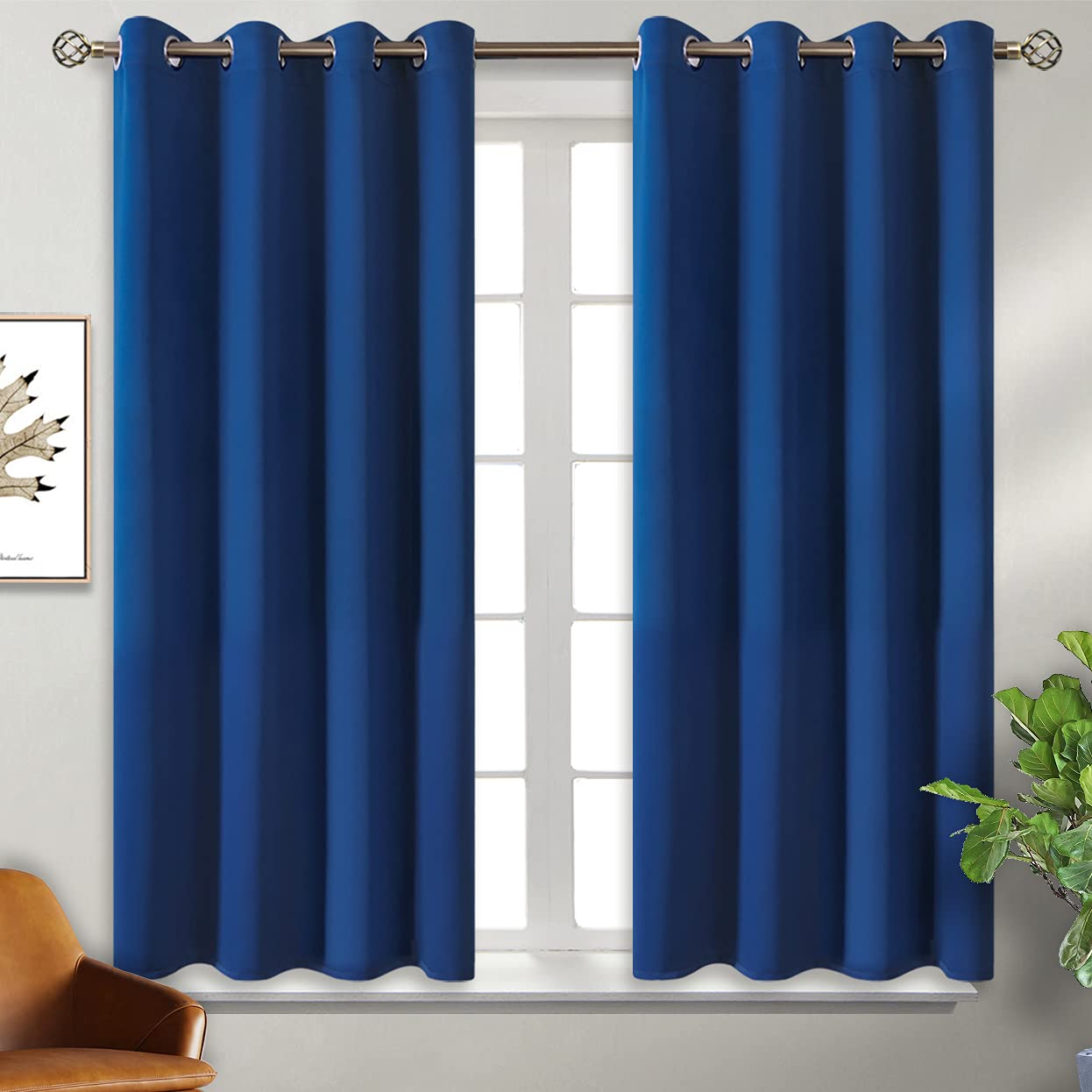 BGment Royal Blue Blackout Curtains for Bedroom 54 Inch Long - 2 Panels