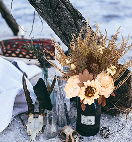 Sdeerit Fake Flower Bouquet White Peony Silk Sunflower Artificial Fern Plants Flowers Arrangement For Decoration, Floral Table Centerpieces For Home Kitchen Garden Party Décor (White) #TOP6