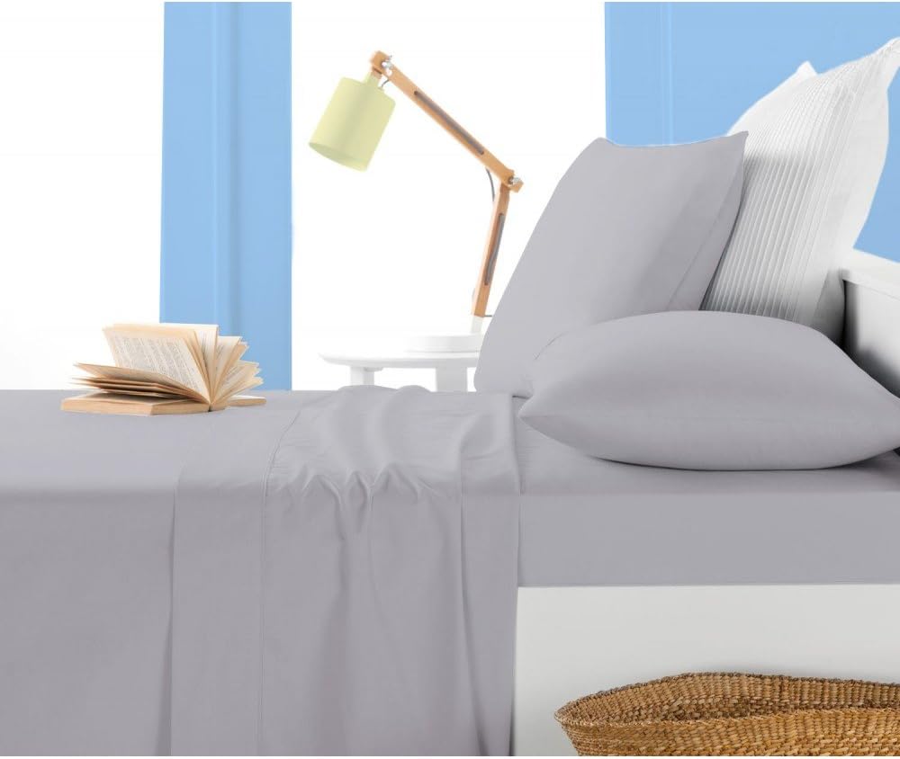 sPECIAL THINGs 1 Fitted Sheet and 2 Pillowcase Olympic Queen Size with 22" Deep Pocket in New Silver Grey color and Solid Pattern 100% Egyptian Cotton { 400 Thread Count }
