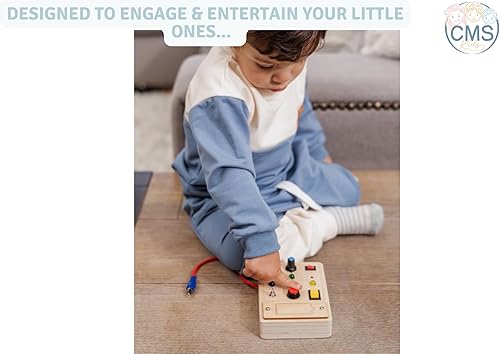 Miniatura 5 de Montessori - Tablero de actividades para niños pequeños con luces LED, juguetes de aprendizaje para niños pequeños, juguetes de viaje para niños,