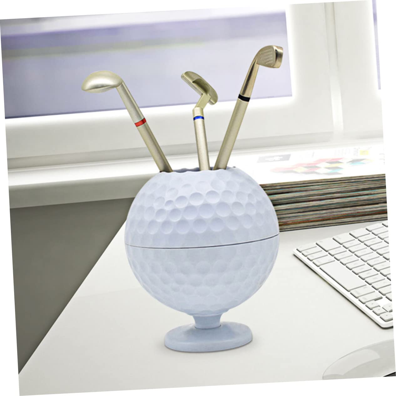 DOITOOL 2 Set Portapenne Palla Golf Organizer Scrivania per Ufficio e Casa Decorazione per Golfisti per Appassionati Golf