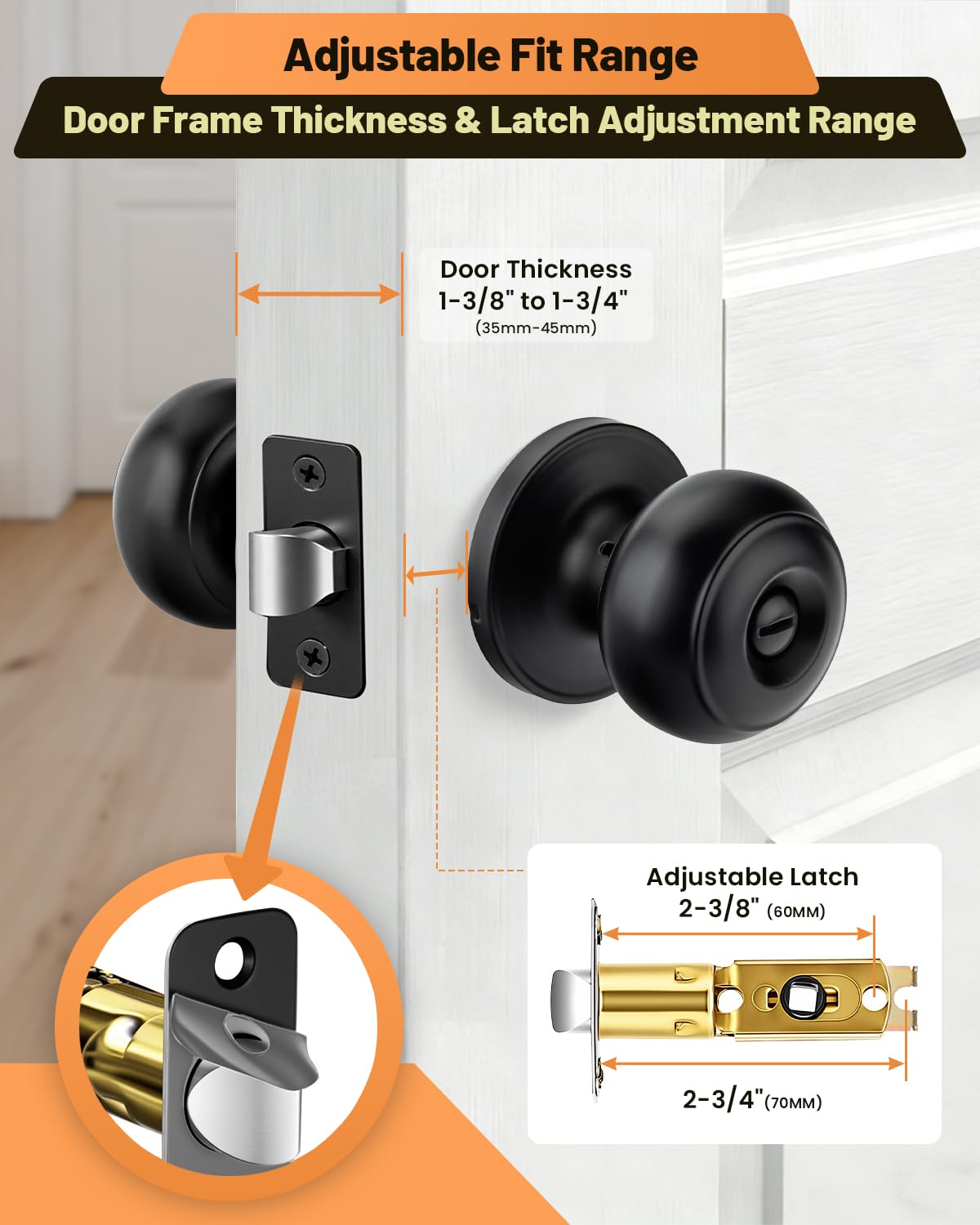Black Door Knobs, 10 Pack Privacy Door Knobs Interior — Amazon image 6