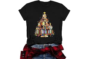 Adorable Holiday Spirit Shirt for Women - Christmas Books Tree T-Shirt