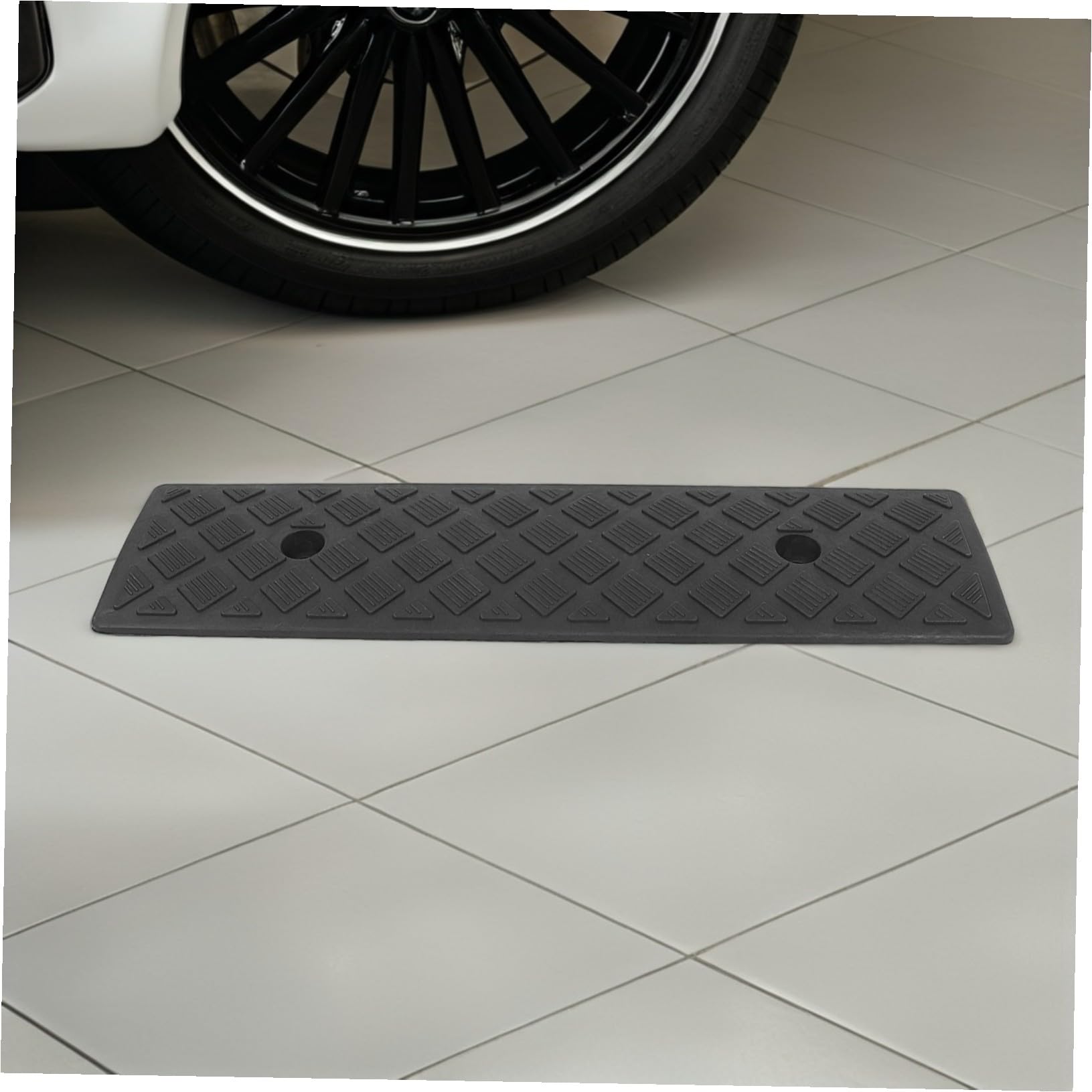 Ensemble de 2 rampes en caoutchouc à haute adhérence résistantes antidérapantes pour voiture, fauteuil roulant, allée, seuil de porte, trottoir, pentes