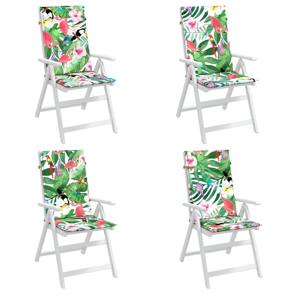 Tidyard Hochlehner-Auflagen 4 STK.Sitzkissen Stuhlkissen Auflage Gartenstuhlauflagen Hochlehner Gartenstühle Sitzauflagen Polsterauflagen Hochlehner Auflagen Mit Vögeln, Blättern und Blumen Stoff