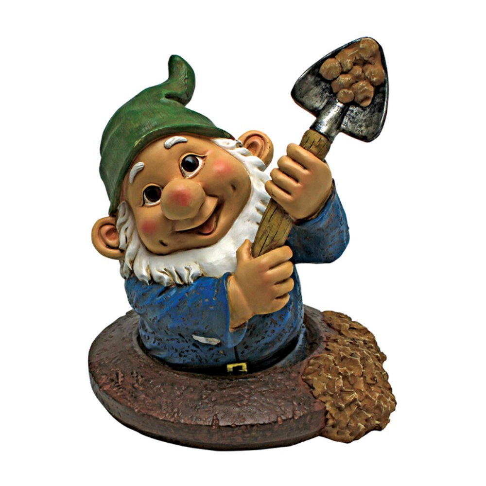 Qm2469600 Shoveling Sam Hole Outdoor Garden Funny Lawn Gnome Statues, Full Color
