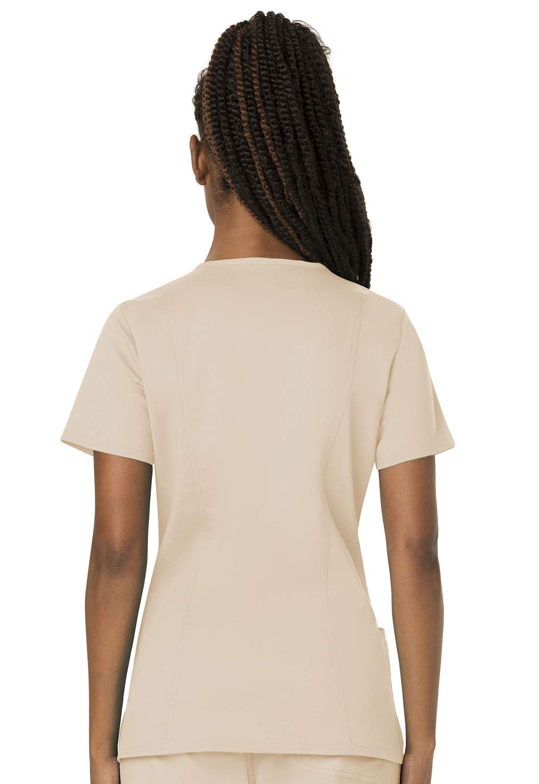 Cherokee Set da donna Scrubs Workwear Revolution WW620 con scollo a V e pantaloni alti WW120T a vita media moderata con coulisse svasata, colore cachi - XS Top/XS