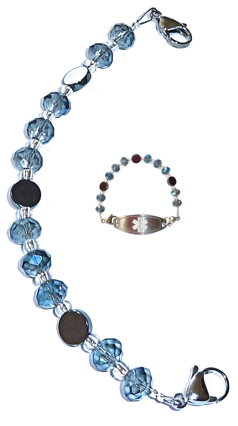 Hidden Hollow BeadsWomen's Artistic 6.5 or 5.5 inch long Medical Alert ID Interchangeable Replacement Bracelet, Identification Vital info tag