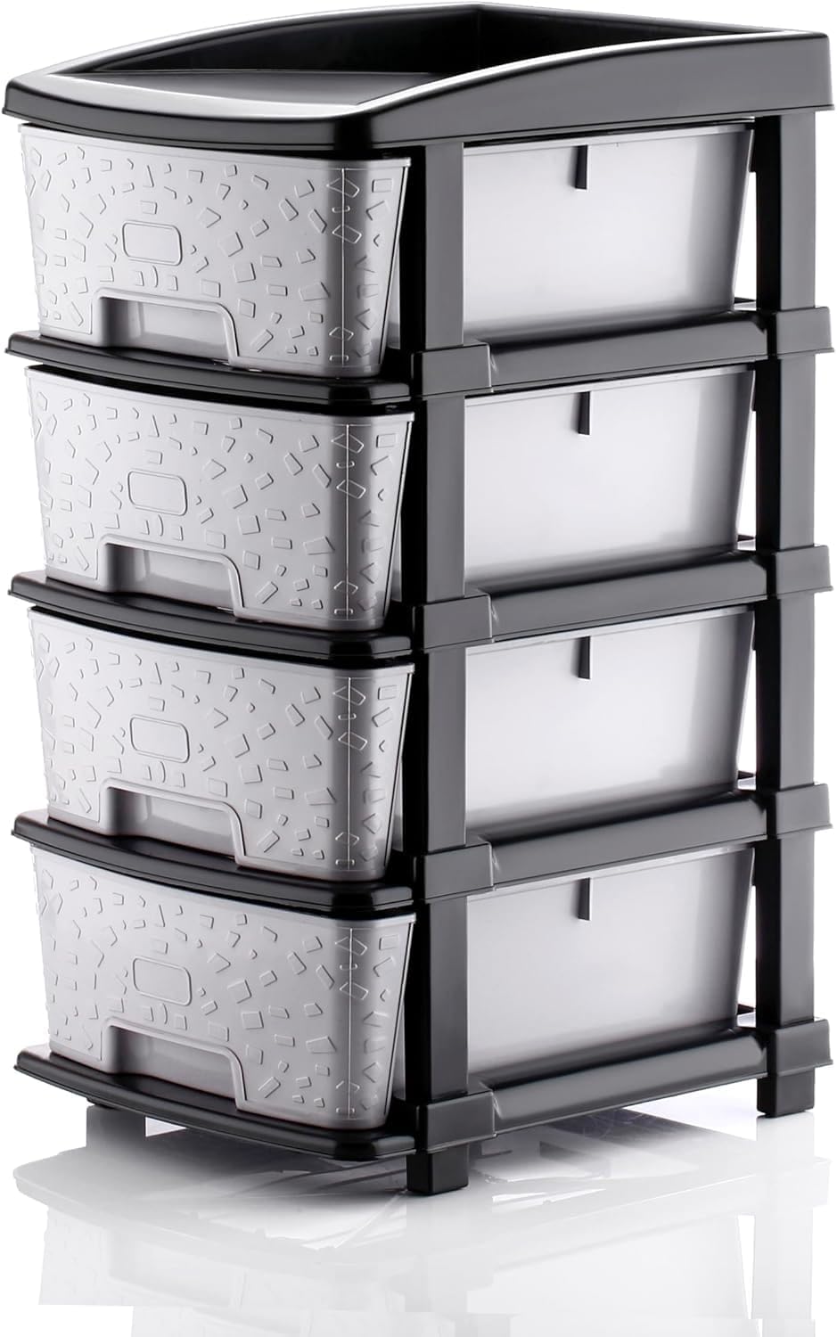 4 Layer Modular Storage Drawer Organizer - Extra Large Lightweight Multipurpose Plastic Tower Rack Unit for Home, Kitchen, Office, Bedroom, Kids Room, Bathroom, Grey-image-32