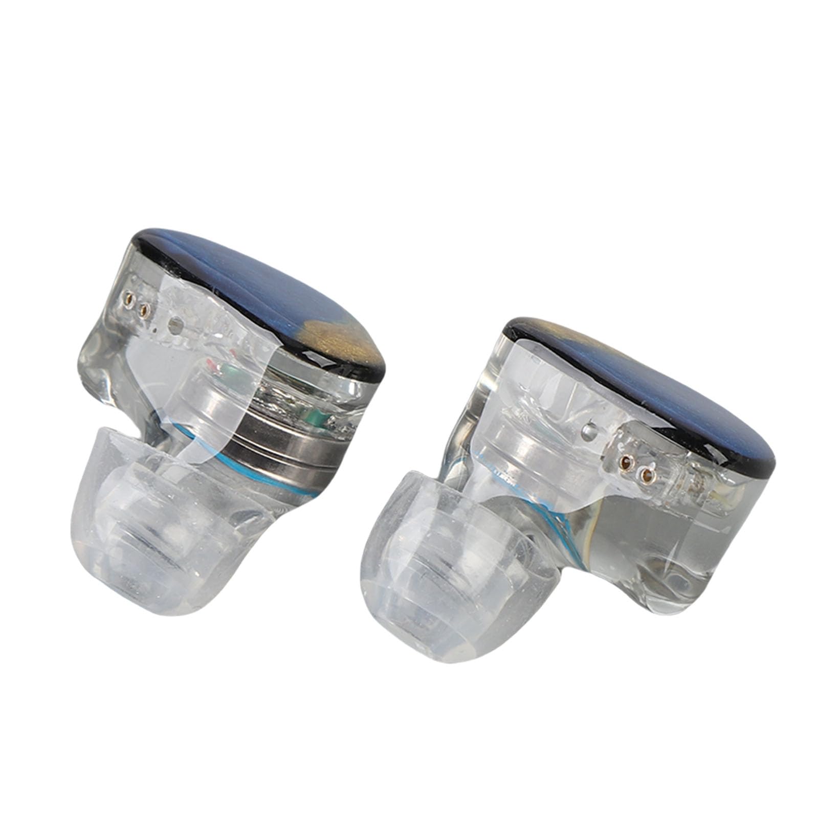 Ejoyous Auricolari IEM Auricolari Cablati HiFi con Guscio in Resina e Cavo Staccabile da 0,78 Mm a 2 Pin 32 Ohm con Isolamento Acustico Suono Stereo per Musicisti Cantanti Stage Studio (Blu Oro)