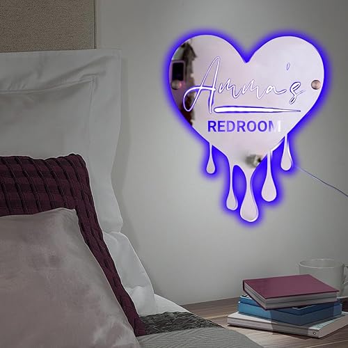 Miniatura 5 de Letrero de neón de corazón fundido para montaje en pared, letrero de luz de neón LED regulable, espejo en forma de corazón goteante para decoración