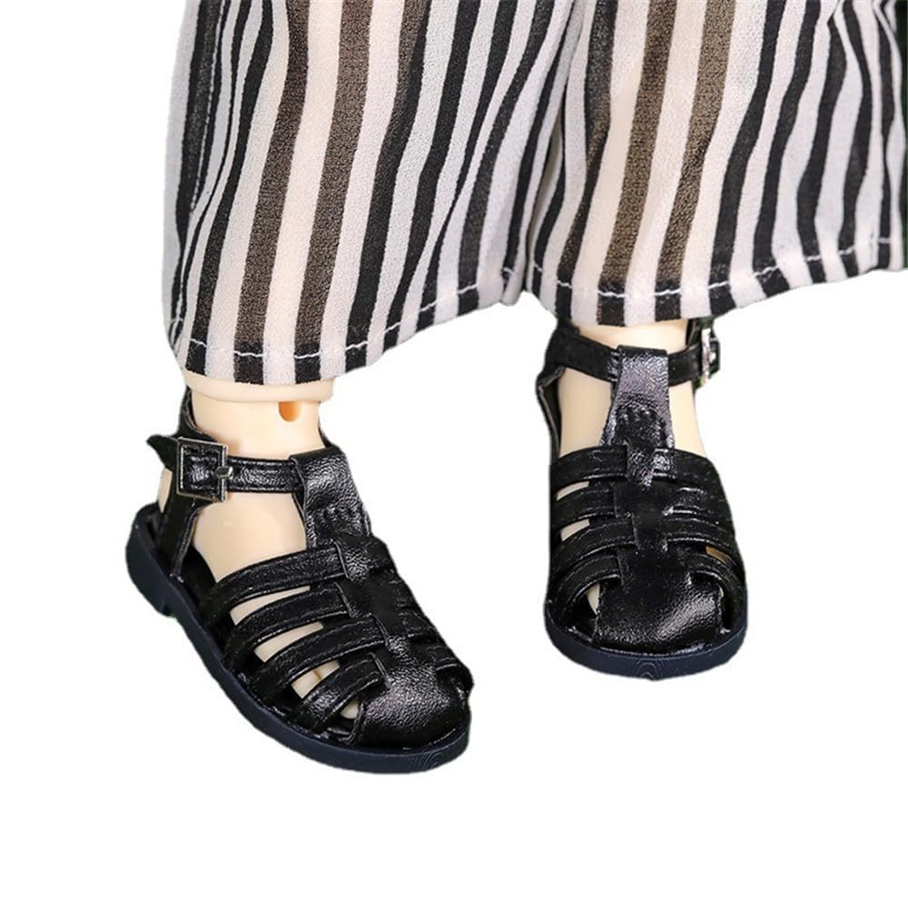Chaussures noires 1/4 BJD : sandales à boucle idéales pour vos séances photo de poupée