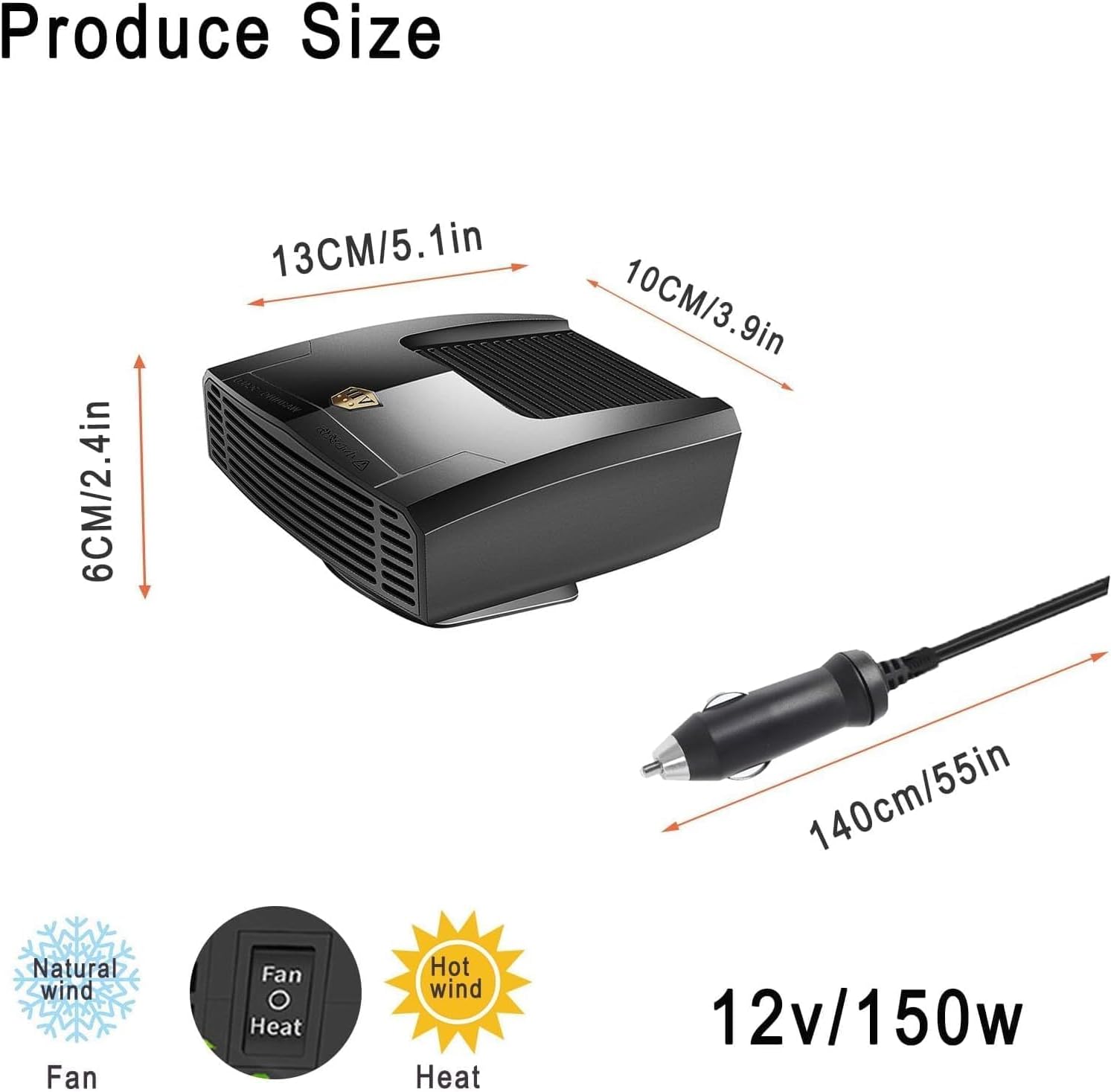 車用12ボルトヒーター 150W 高速加熱冷却ファン デフォッガー&amp;デフロスター 360&deg;回転 ポータブルカーヒーター シガ