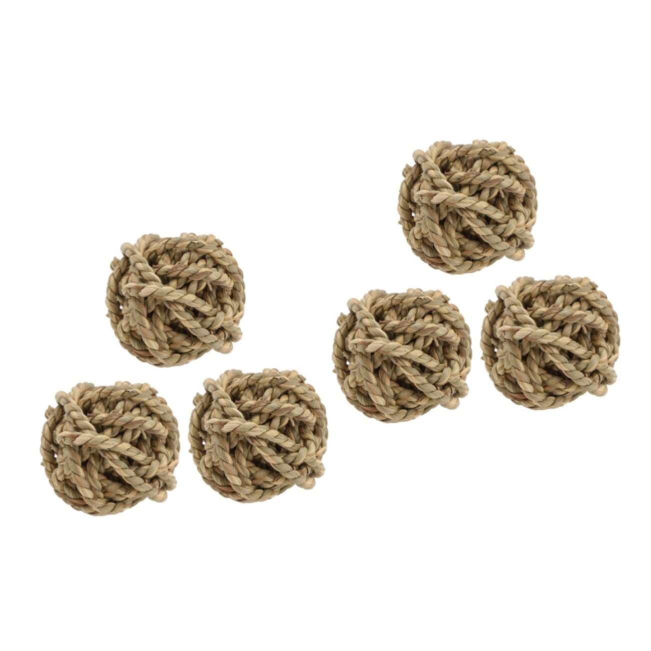 DOITOOL 6stücke Handgefertigte Naturgras-Rope-bälle Kauspielzeug Für Kleintiere Wie Kaninchen Und Meerschweinchen Aktivitätsspielzeug Zur Beschäftigung Und Zahnpflege Sicher Und
